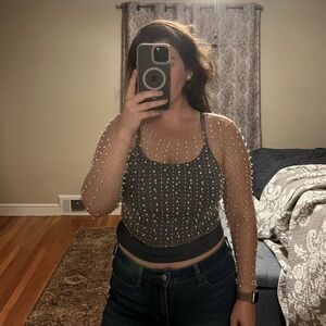 Diamond and pearl crop top